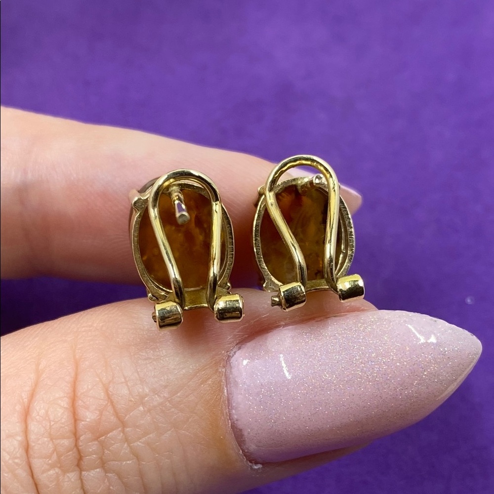 ๐ Vintage 14k Yellow Gold Amber Earrings - Picture 7 of 8